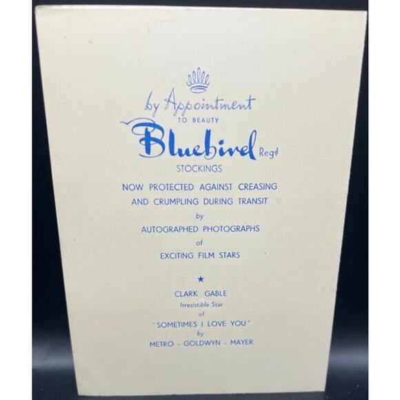 RARE 1938 UK Bluebird Stockings Advertisement Clark Gable, Sometimes I Love You - Picture 2 of 3